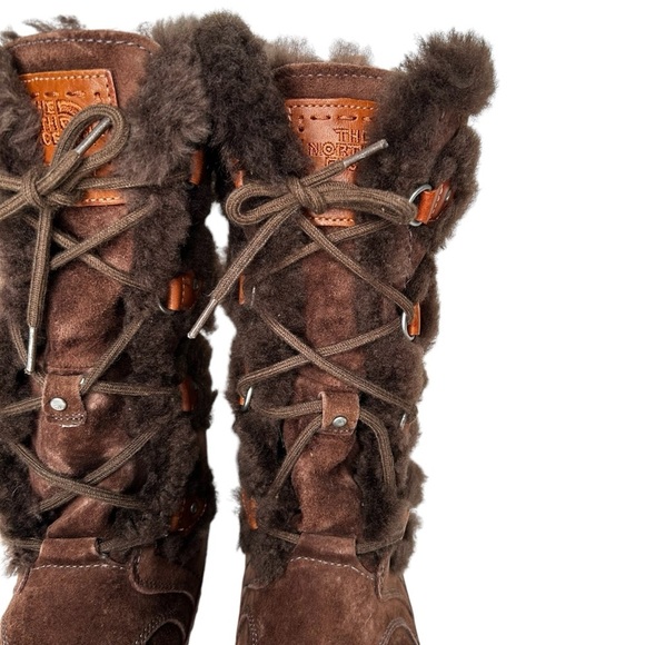 The North Face Abby II Brown Suede & Faux Fur Lace-Up Calf High Waterproof Boots - Picture 7 of 13